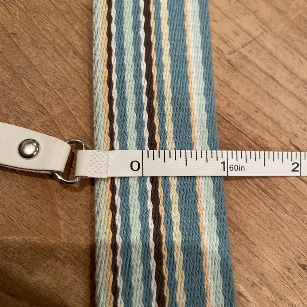 Eddie Bauer Leather Multicolored Canvas Striped Belt Unisex Preppy Business  XL